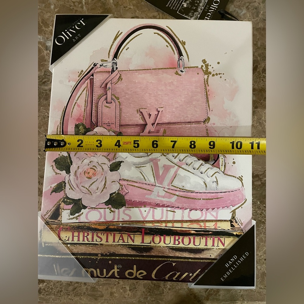 OLIVER ART REMEDY NWT Fashionable Glitter Handbag Sneaker Books Canvas Wall Art - Picture 12 of 12